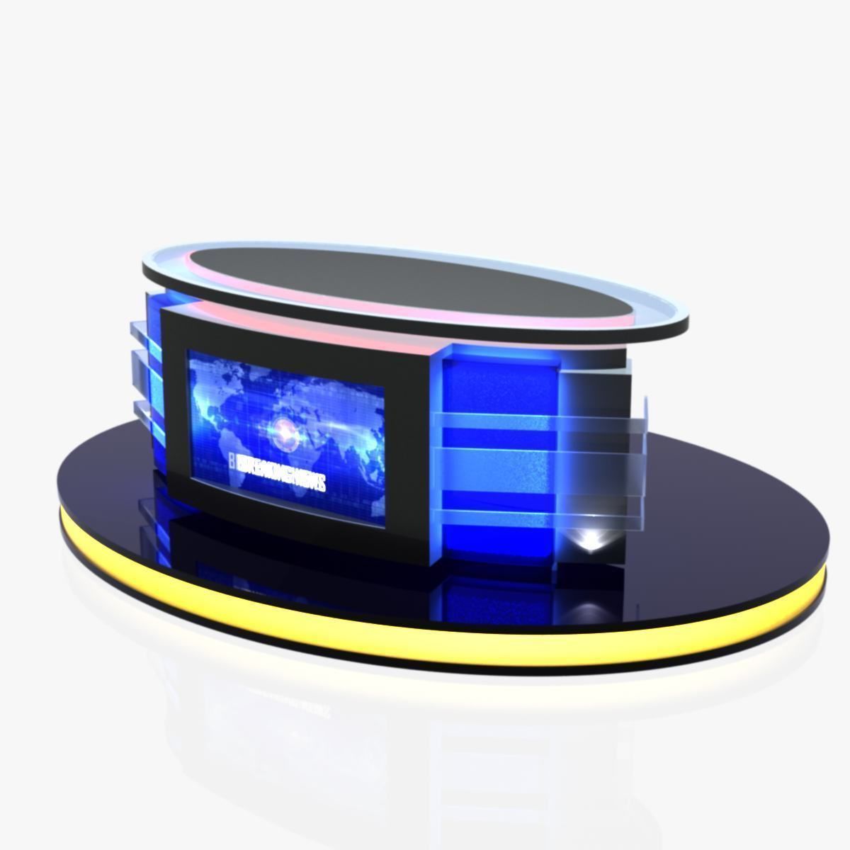 Virtual TV Studio News Desk Collection 12 Pieces 3D model_143
