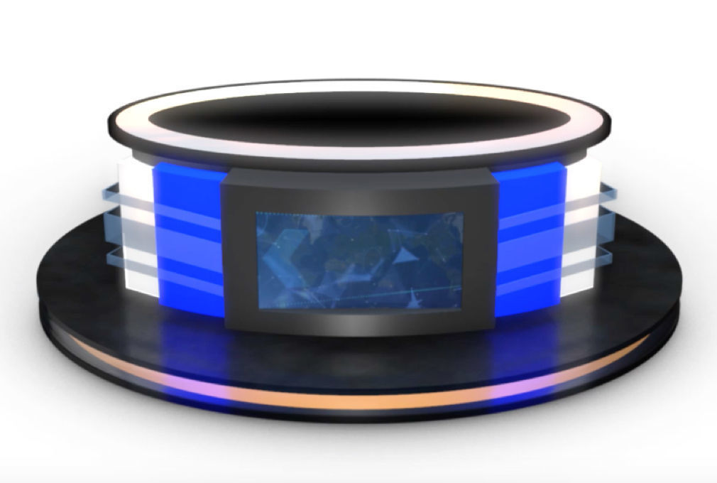 Virtual TV Studio News Desk Collection 12 Pieces 3D model_4
