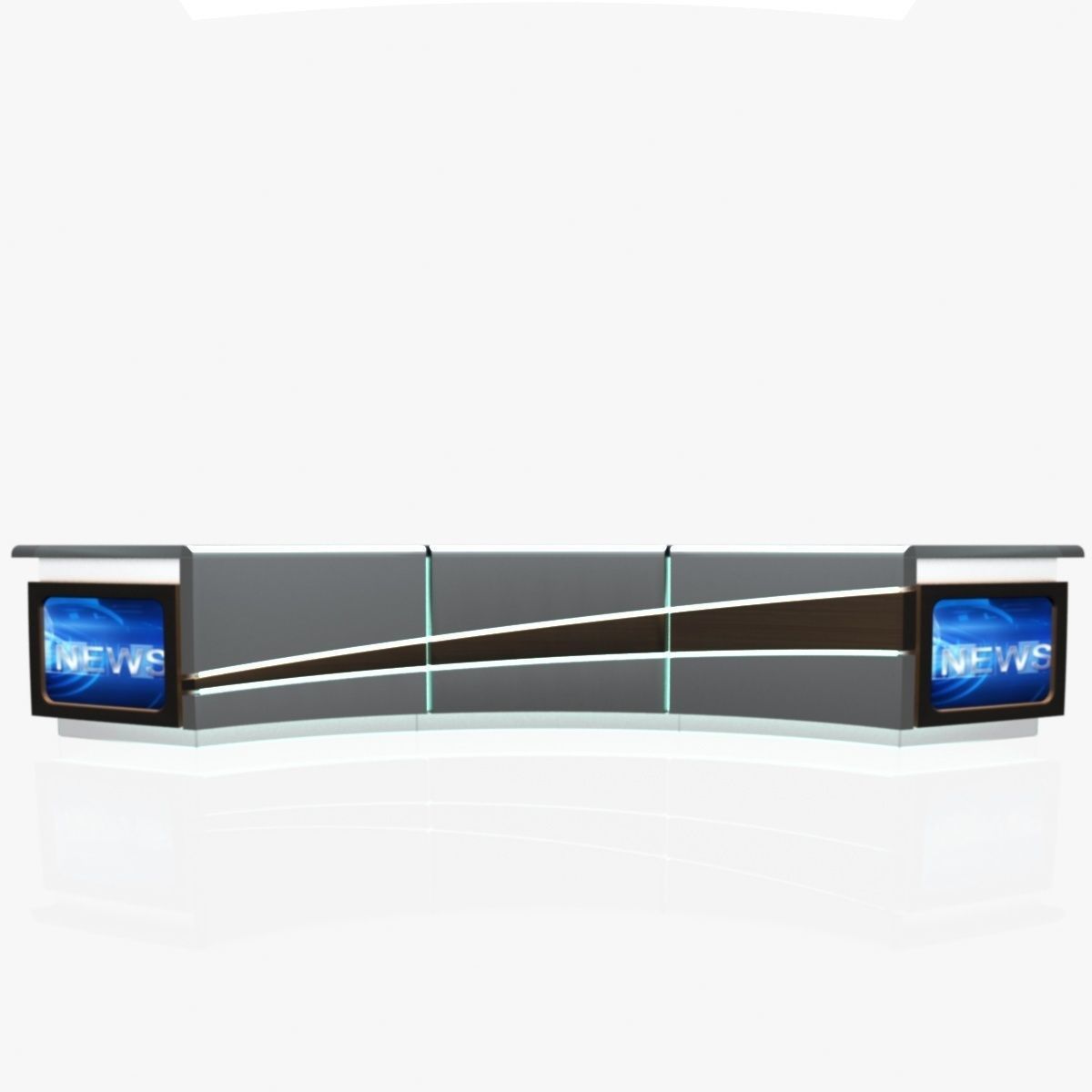 Virtual TV Studio News Desk Collection 12 Pieces 3D model_71