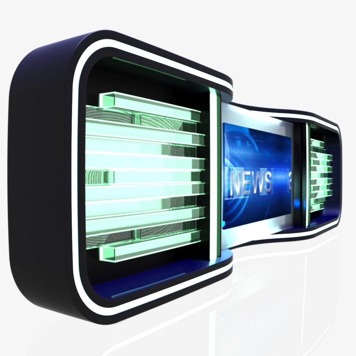 Virtual TV Studio News Desk Collection 12 Pieces 3D model_77