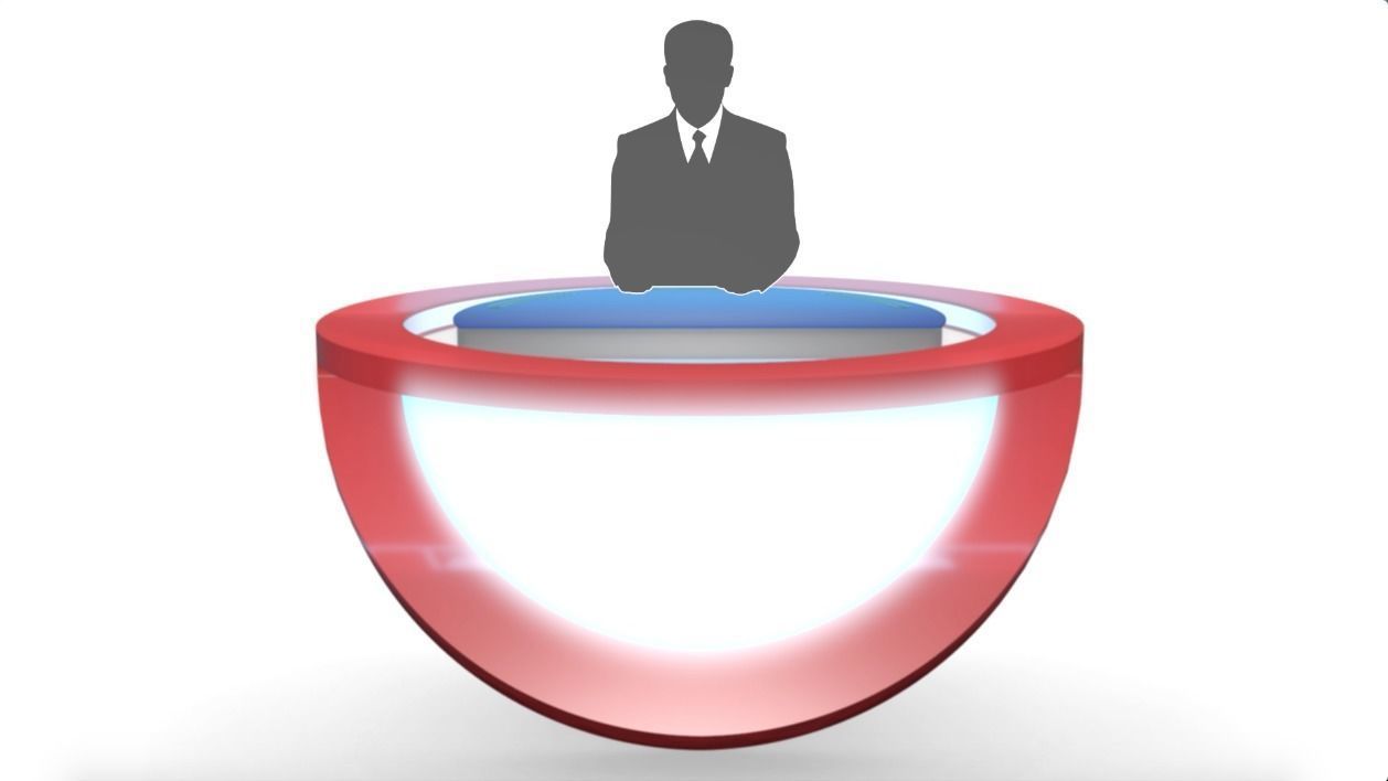 Virtual TV Studio News Desk Collection 12 Pieces 3D model_27