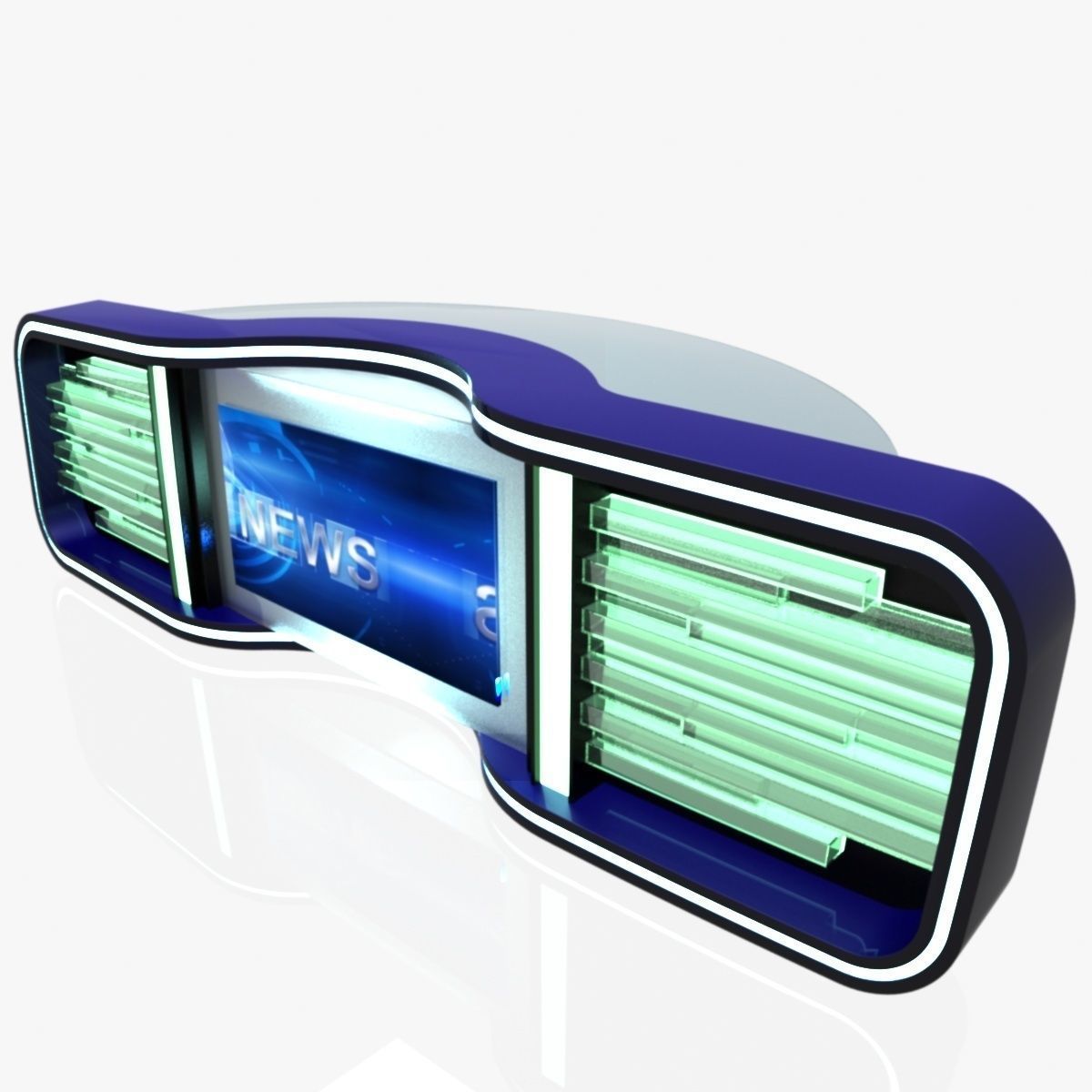 Virtual TV Studio News Desk Collection 12 Pieces 3D model_74