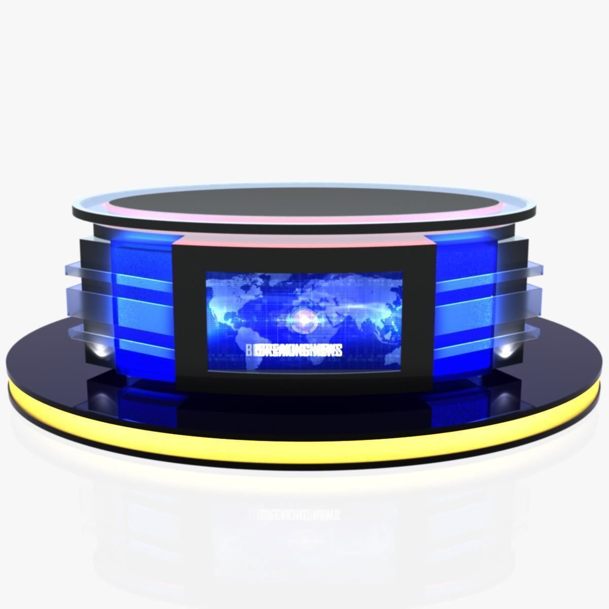 Virtual TV Studio News Desk Collection 12 Pieces 3D model_39