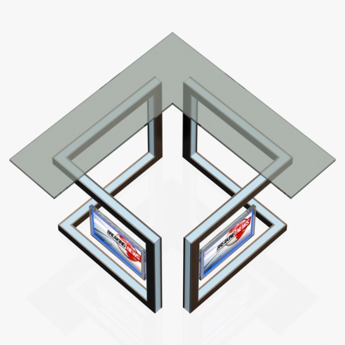 Virtual TV Studio News Desk Collection 12 Pieces 3D model_63