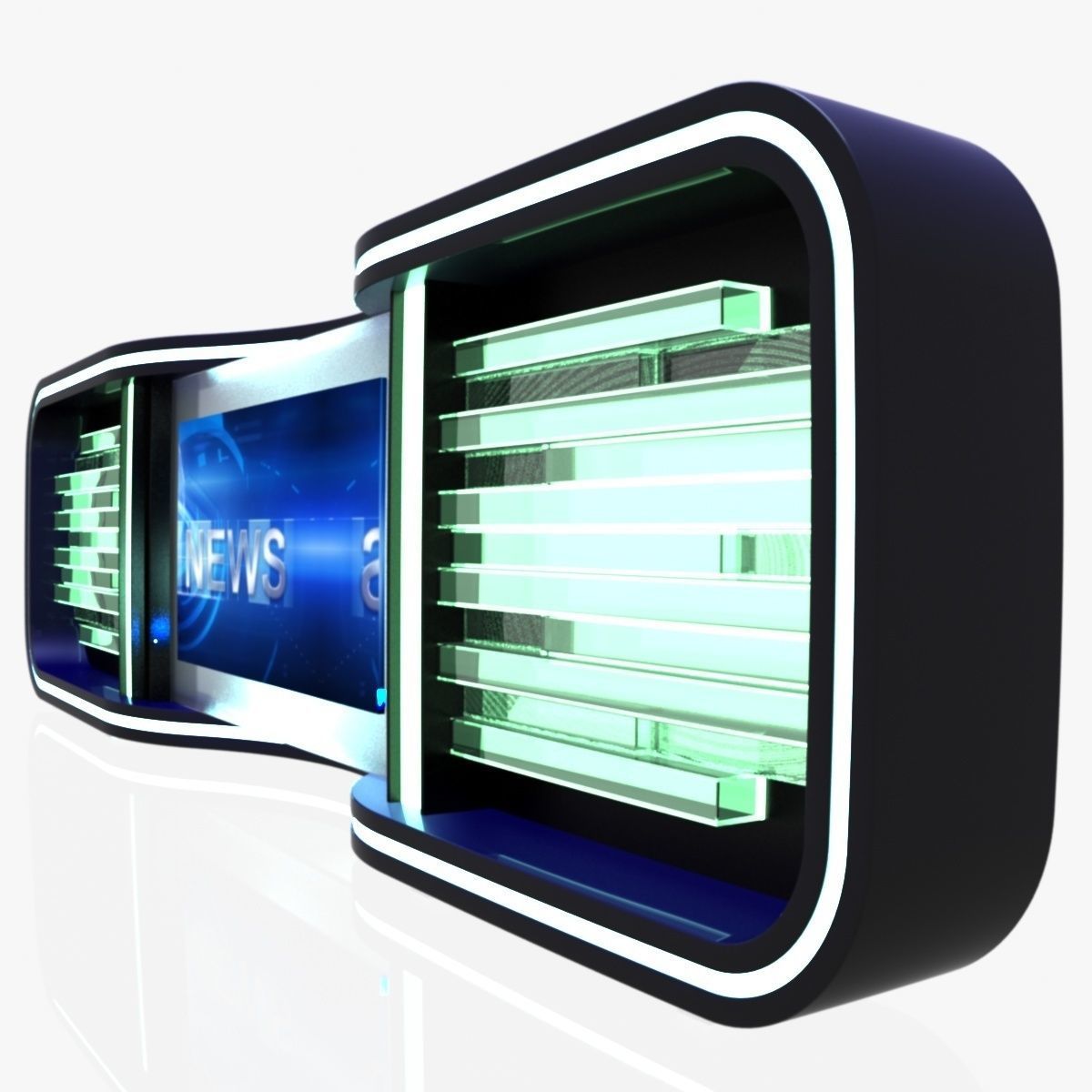 Virtual TV Studio News Desk Collection 12 Pieces 3D model_76