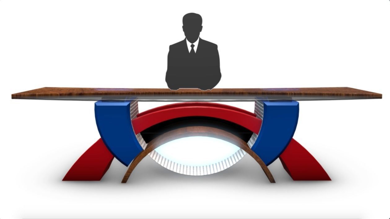 Virtual TV Studio News Desk Collection 12 Pieces 3D model_11