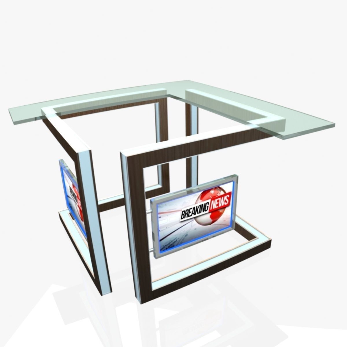 Virtual TV Studio News Desk Collection 12 Pieces 3D model_59