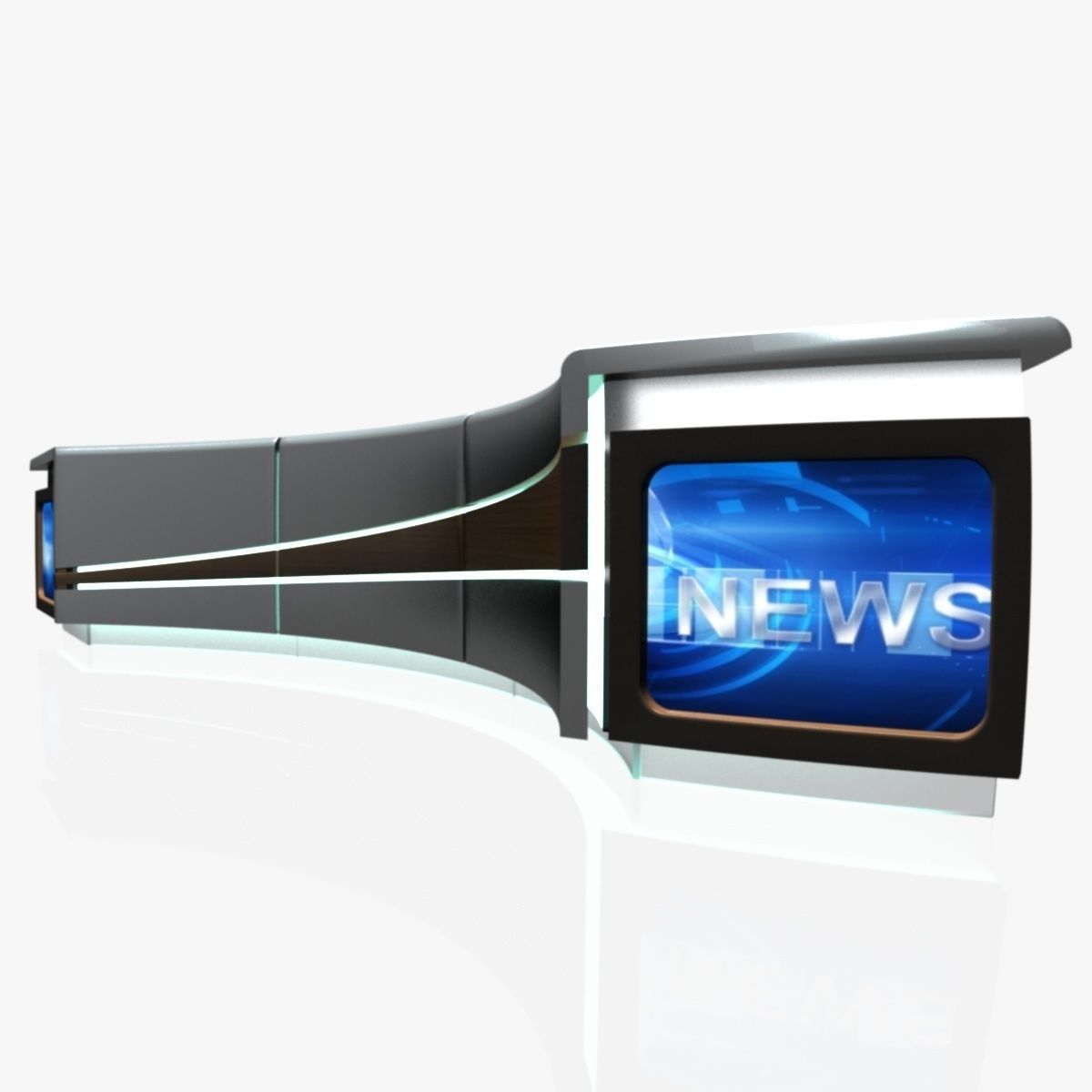 Virtual TV Studio News Desk Collection 12 Pieces 3D model_70