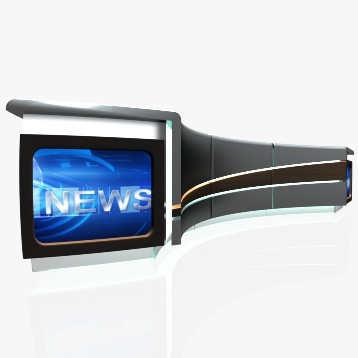 Virtual TV Studio News Desk Collection 12 Pieces 3D model_68