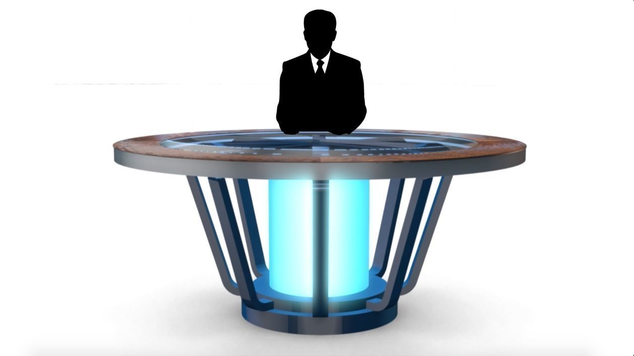 Virtual TV Studio News Desk Collection 12 Pieces 3D model_9