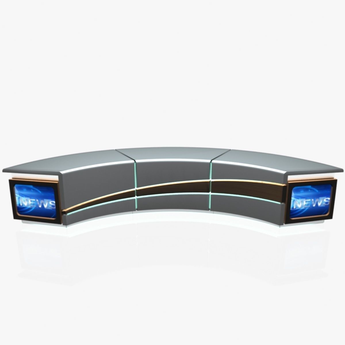 Virtual TV Studio News Desk Collection 12 Pieces 3D model_66
