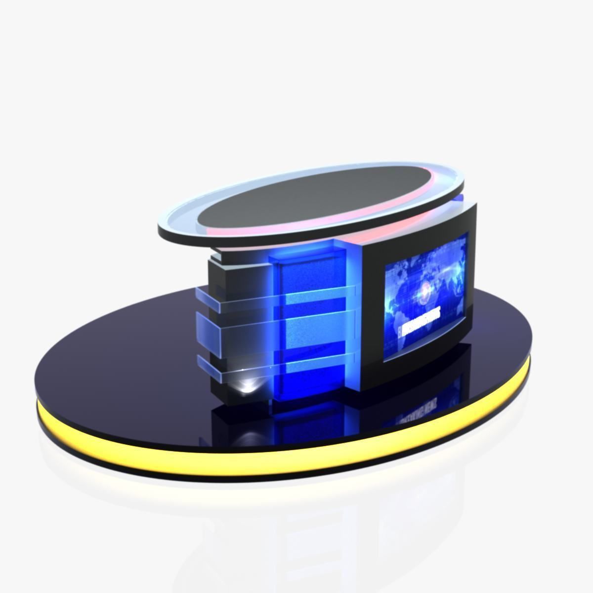 Virtual TV Studio News Desk Collection 12 Pieces 3D model_134
