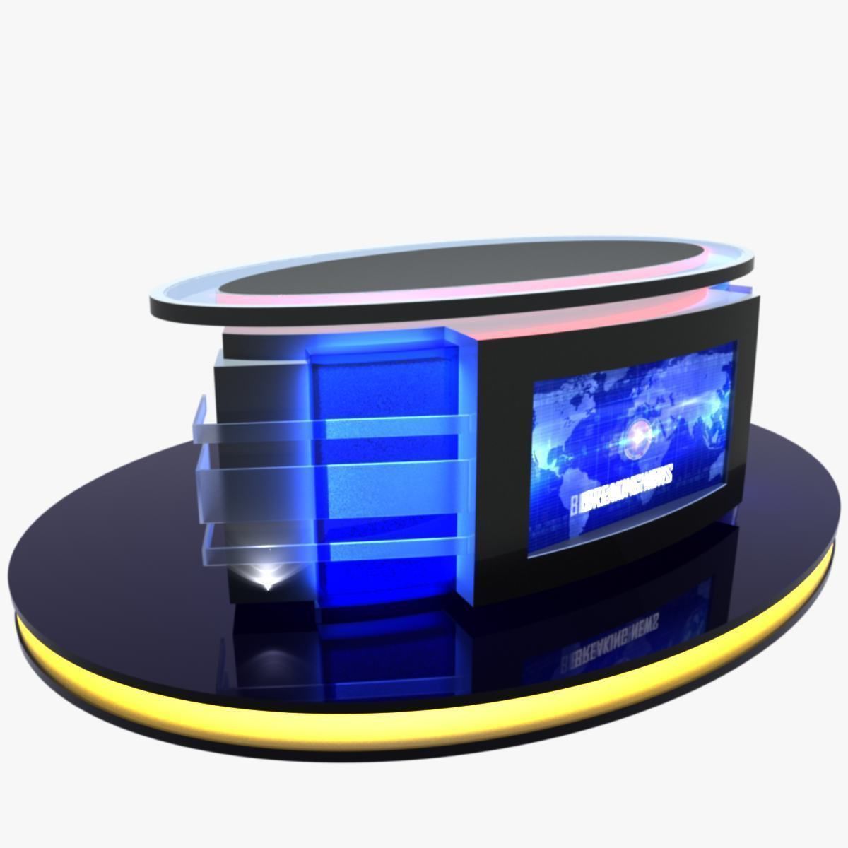 Virtual TV Studio News Desk Collection 12 Pieces 3D model_146