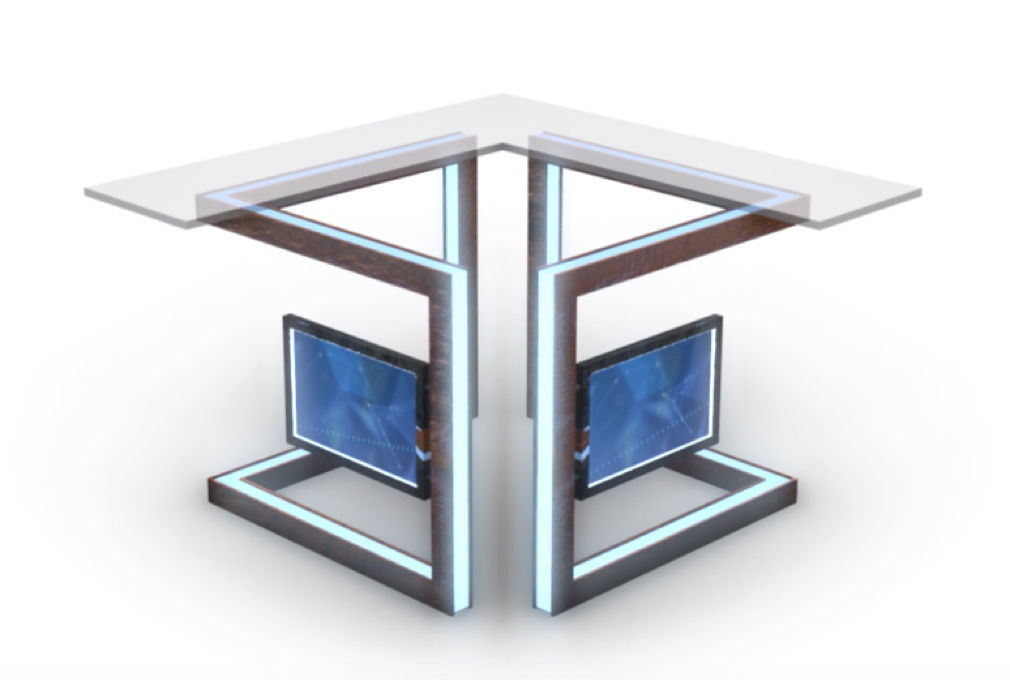 Virtual TV Studio News Desk Collection 12 Pieces 3D model_12