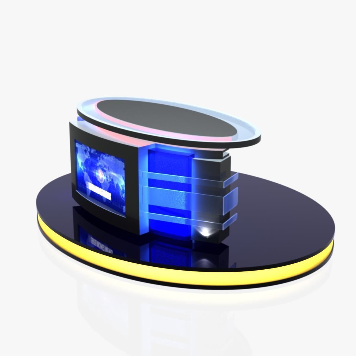 Virtual TV Studio News Desk Collection 12 Pieces 3D model_141