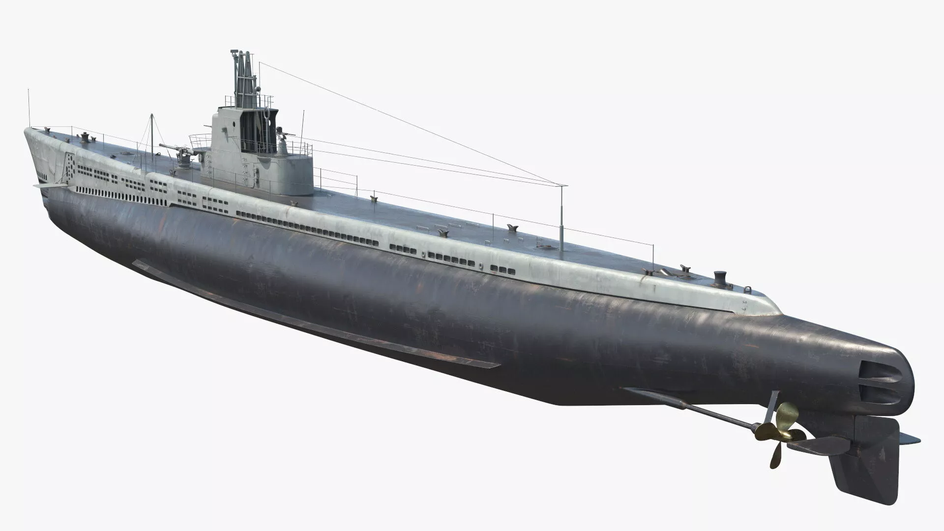 USS Gato SS-212 Submarine Displayed Rigged for Maya 3D model