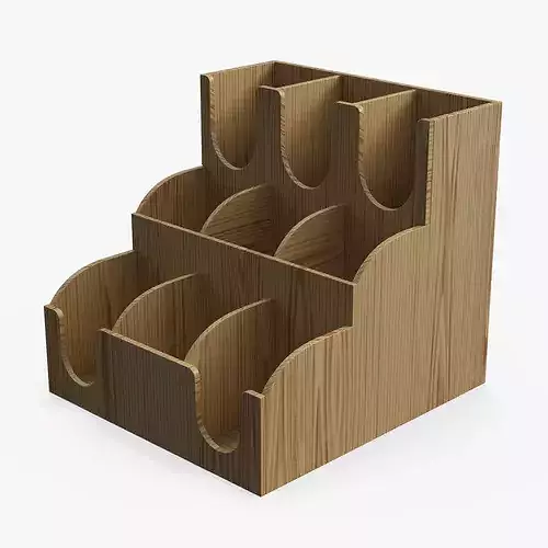 Organizer Cup and Condiment Holder Wood 3D model 5