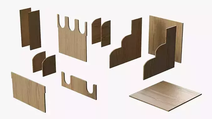 Organizer Cup and Condiment Holder Wood 3D model 7