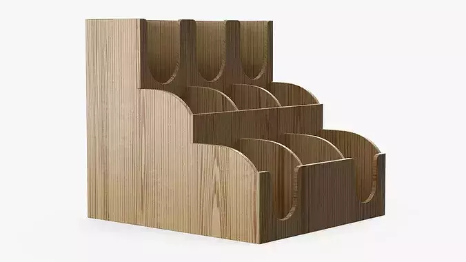 Organizer Cup and Condiment Holder Wood 3D model