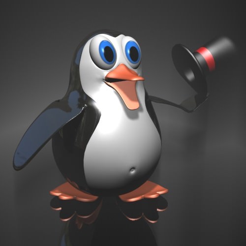 Penguin cartoon rigged Low-poly 3D model_3