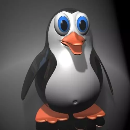 Penguin cartoon rigged Low-poly 3D model_0