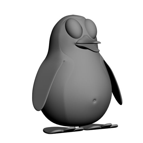 Penguin cartoon rigged Low-poly 3D model_4