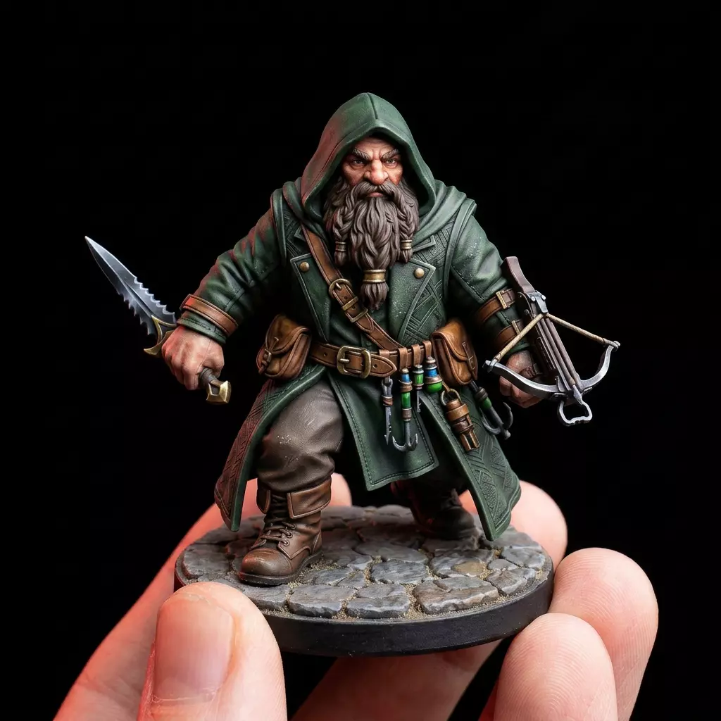 Stone-Shadow Stalker - Dwarf Rogue Miniature 3D print model