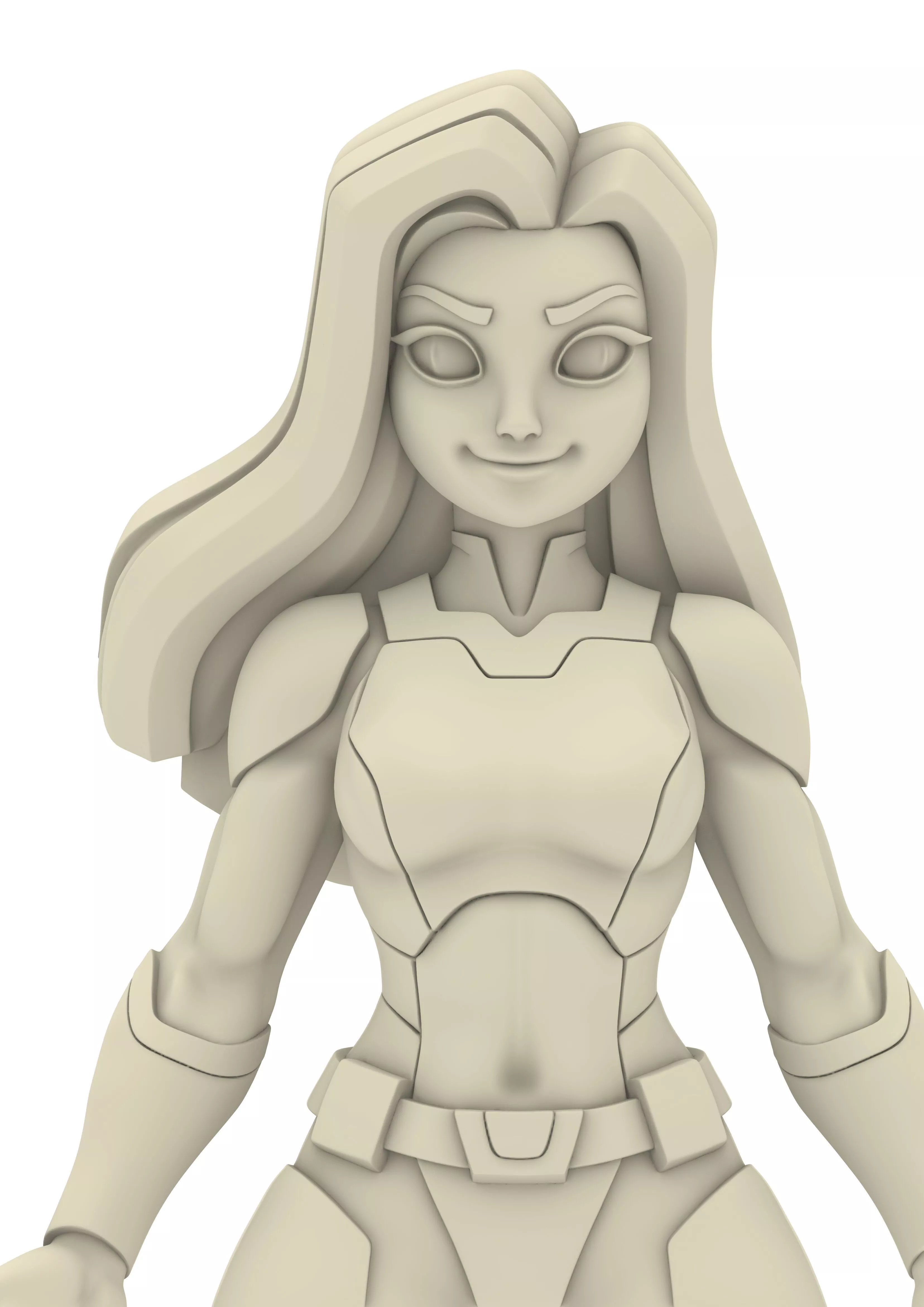 Fantasy Warrior Girl Anime Lady 3D print model