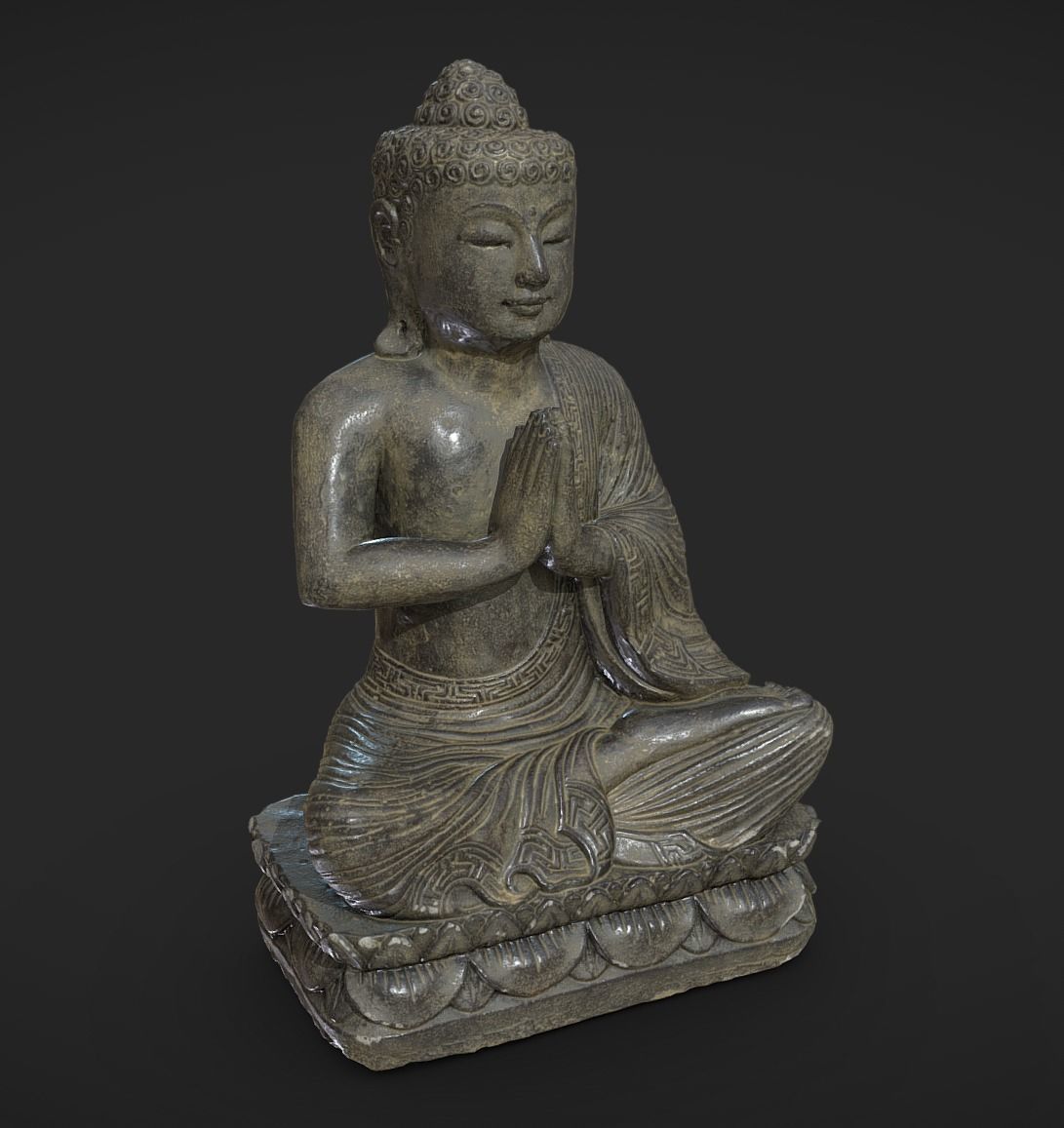 Buddha statue Low-poly 3D model_18