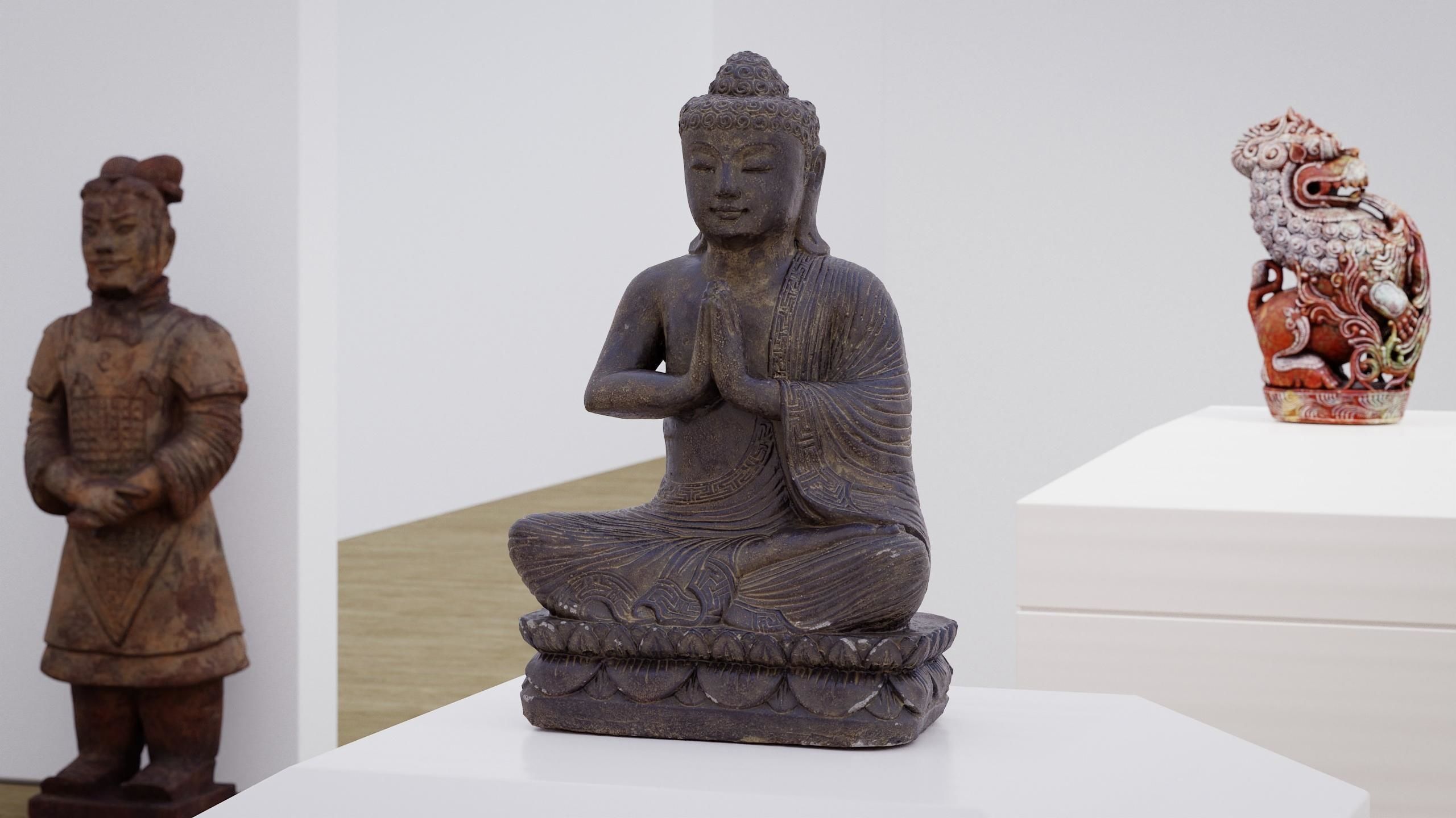 Buddha statue Low-poly 3D model_20