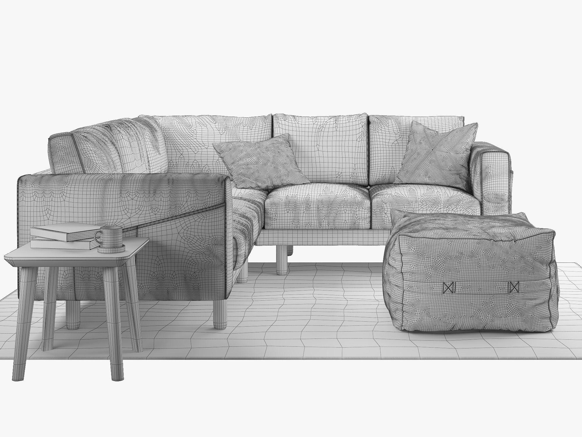 NORSBORG Four-seat corner sofa with coffee tables and rug Ikea 3D model_3