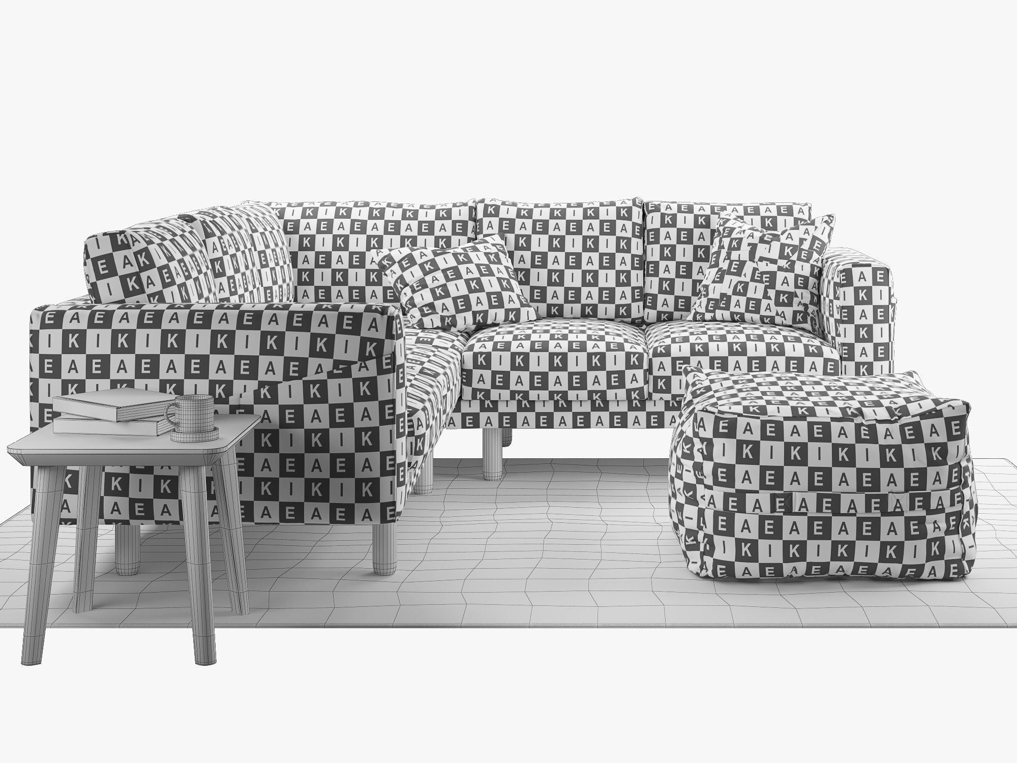 NORSBORG Four-seat corner sofa with coffee tables and rug Ikea 3D model_4