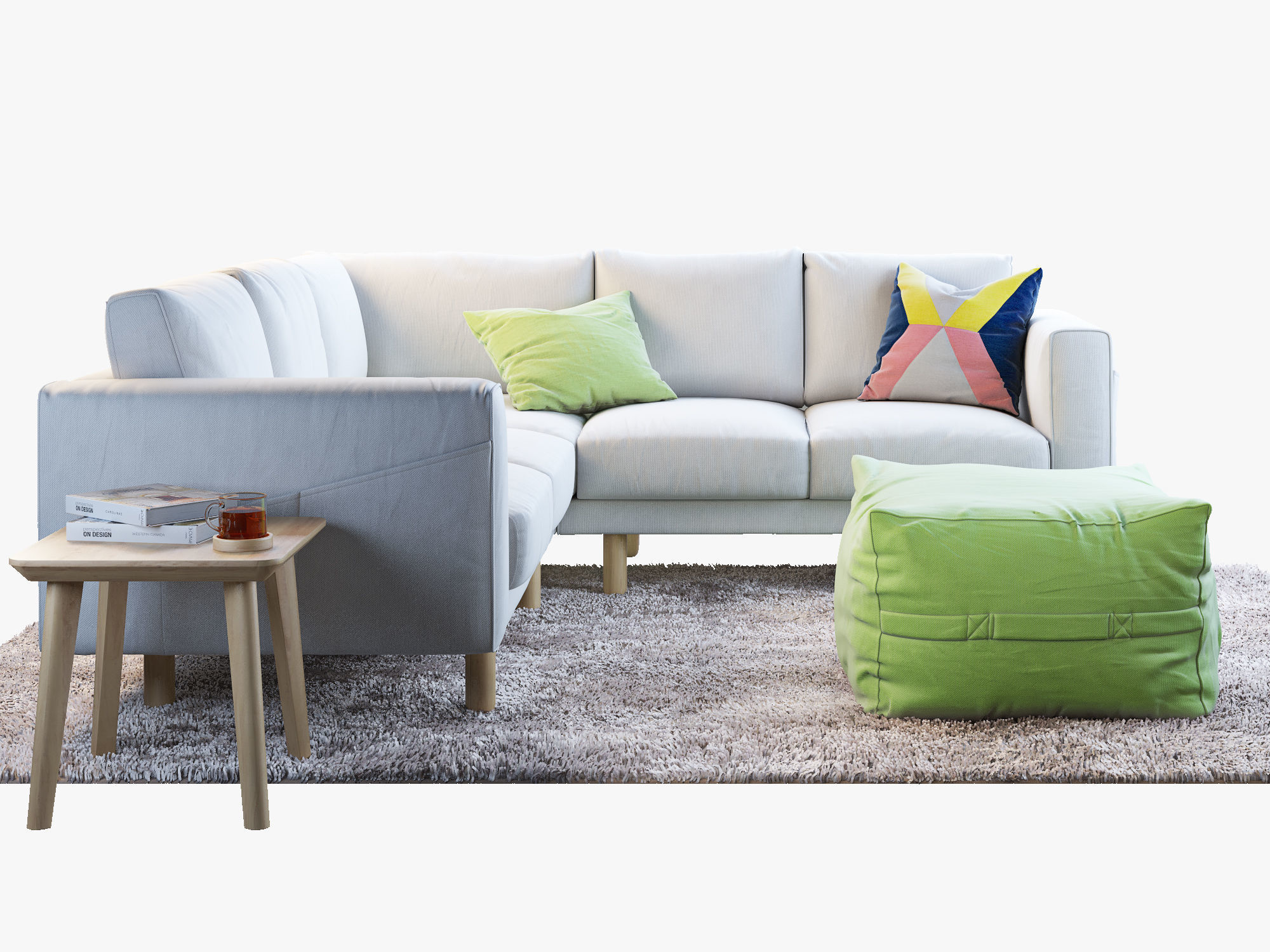 NORSBORG Four-seat corner sofa with coffee tables and rug Ikea 3D model_2