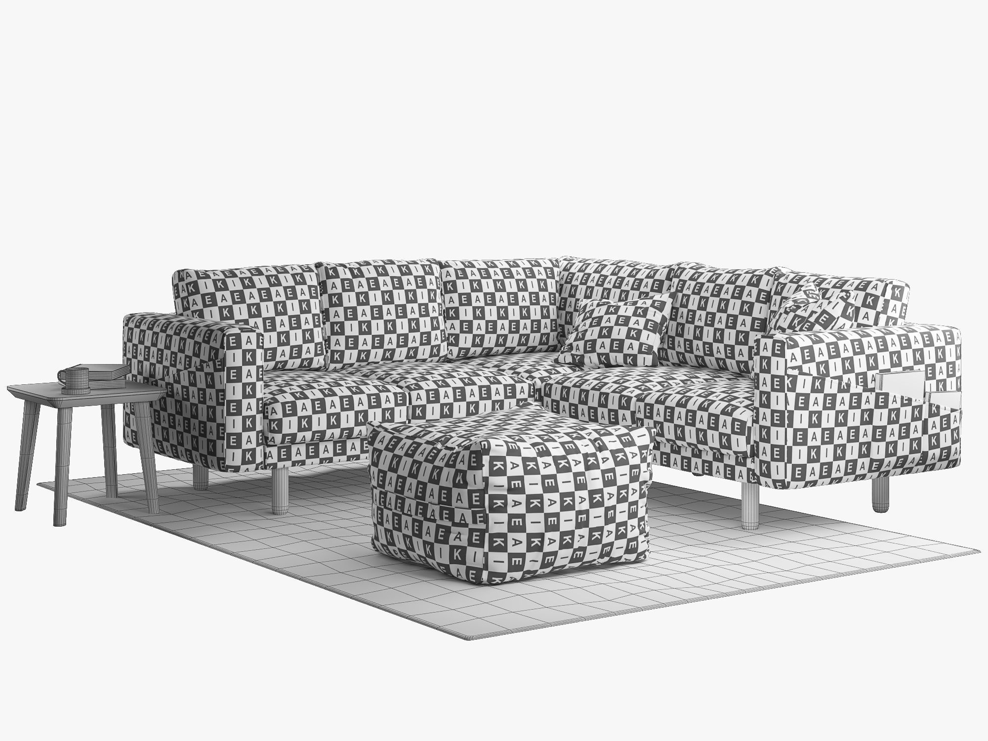 NORSBORG Four-seat corner sofa with coffee tables and rug Ikea 3D model_10