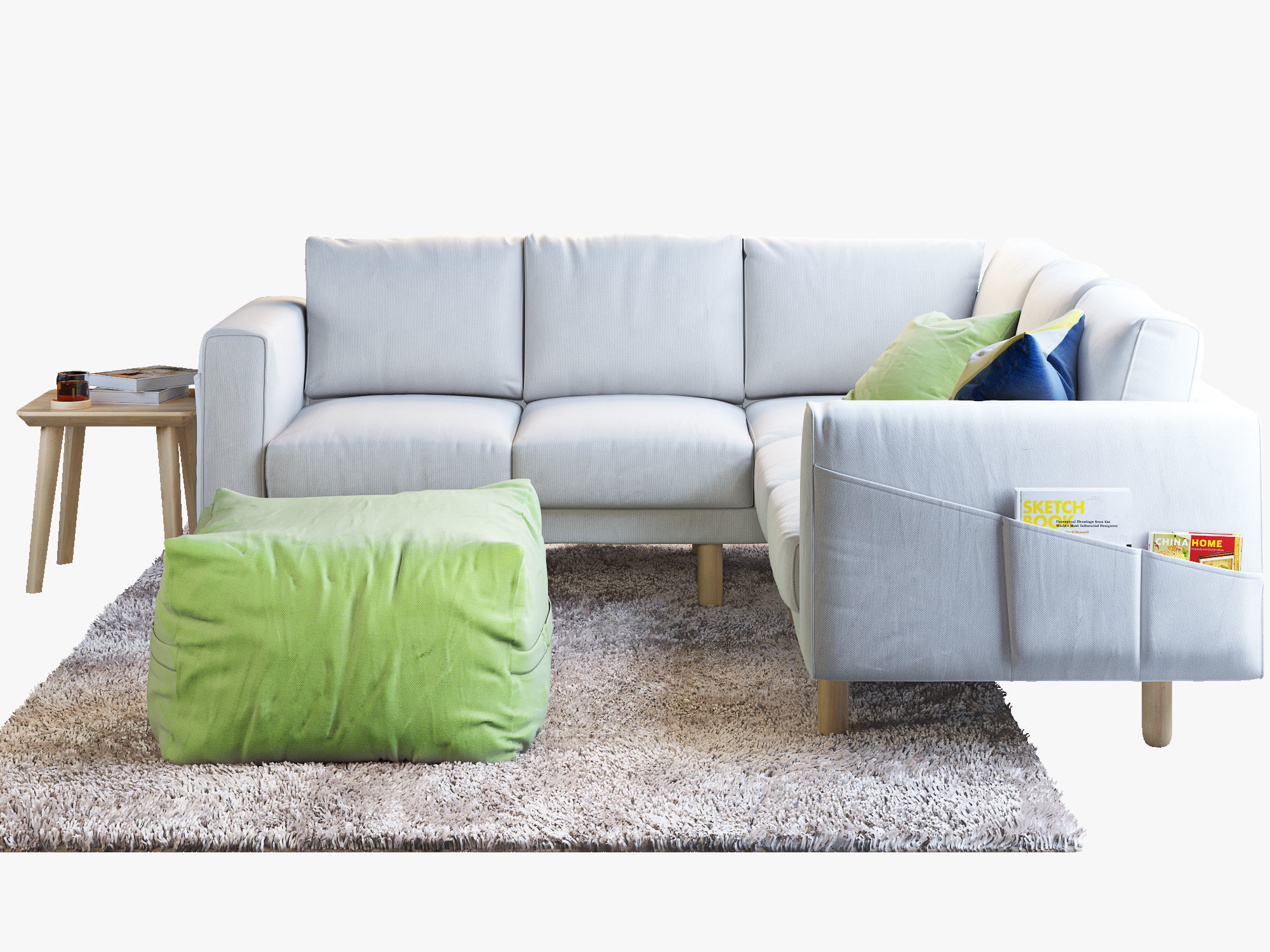 NORSBORG Four-seat corner sofa with coffee tables and rug Ikea 3D model_11