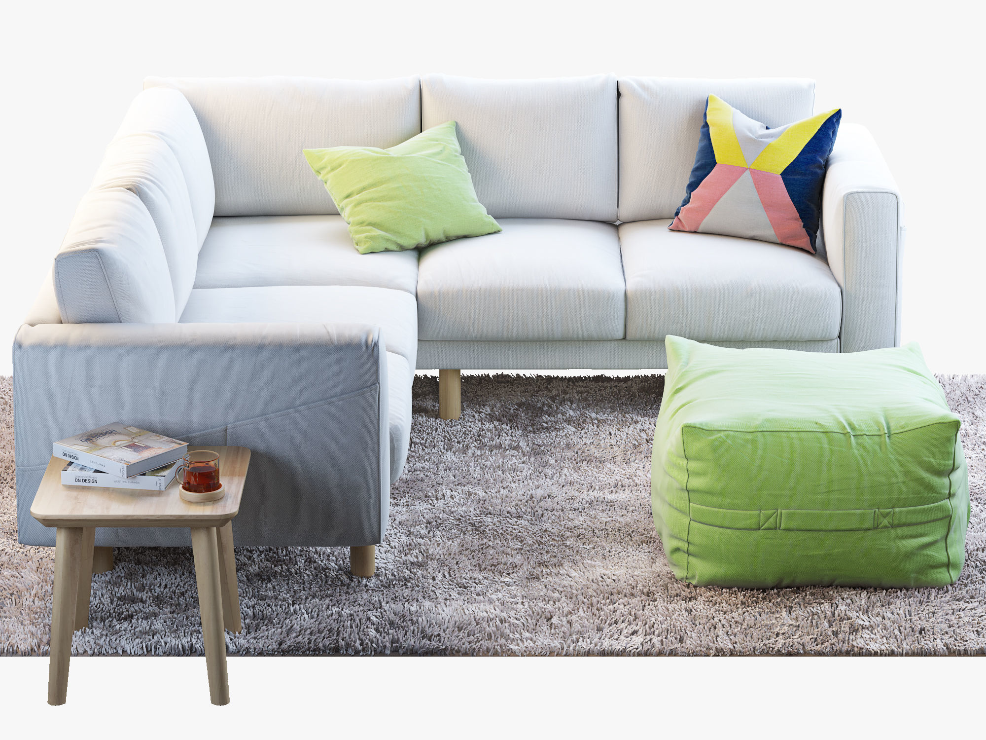 NORSBORG Four-seat corner sofa with coffee tables and rug Ikea 3D model_6