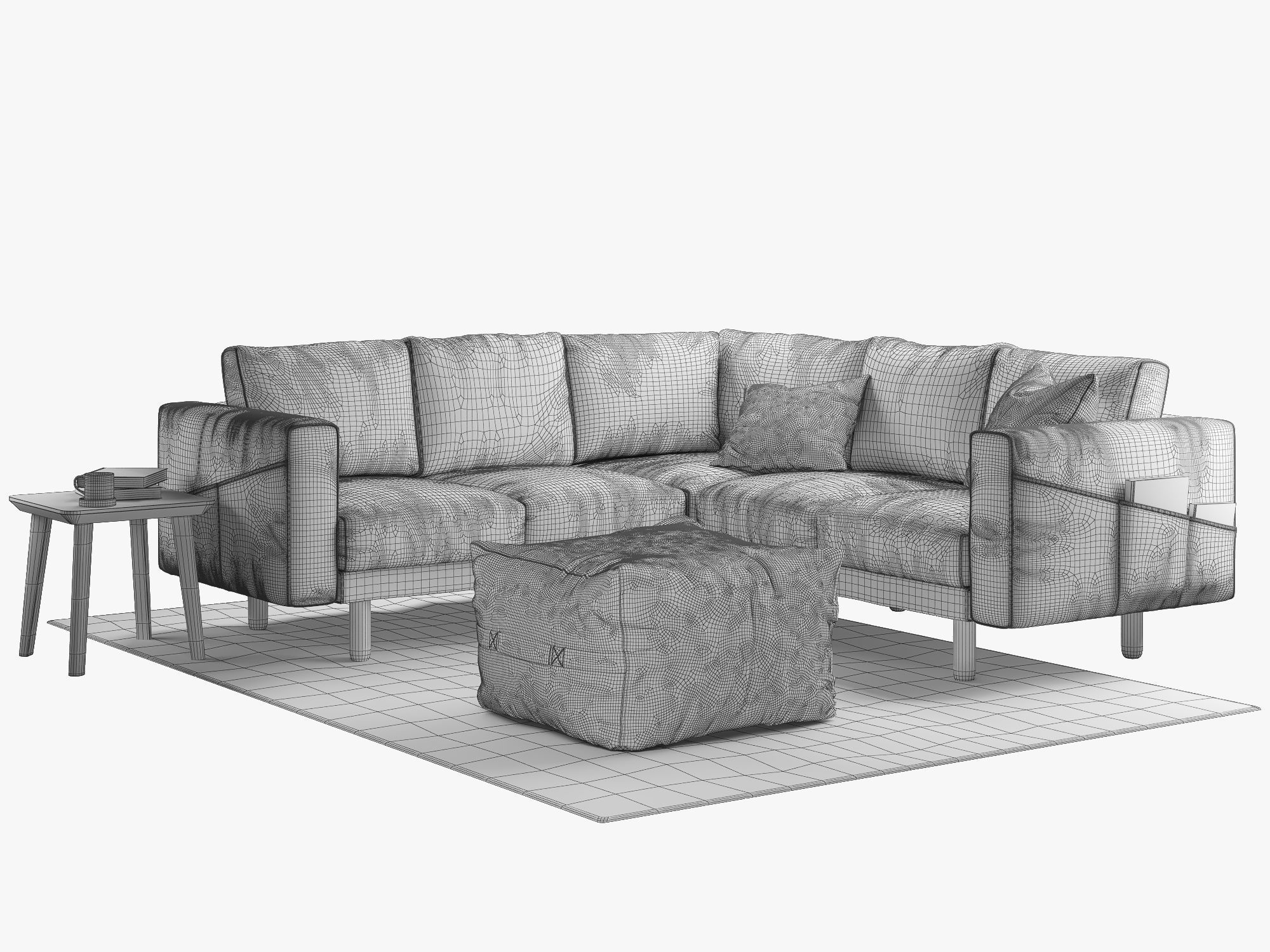 NORSBORG Four-seat corner sofa with coffee tables and rug Ikea 3D model_9