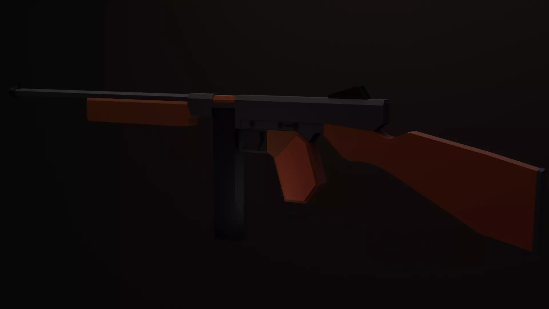 Stylized Thompson M1 Tommy Gun SMG With Attachments Low-poly 3D model