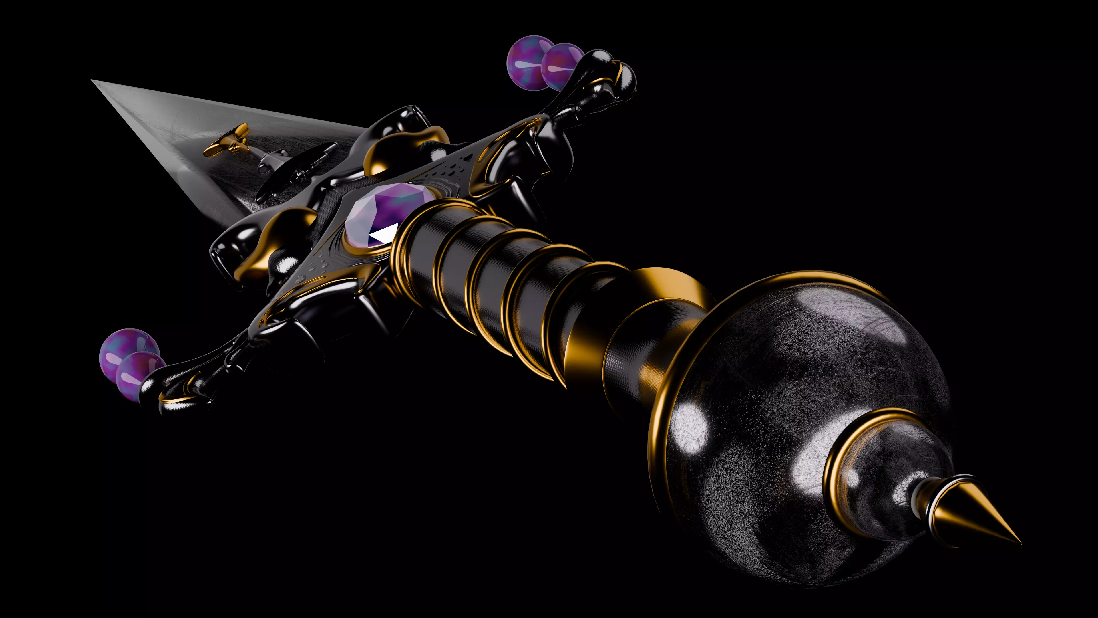 Dark Fantasy Talwar Sword 3D Model Game Ready Free low-poly 3D model