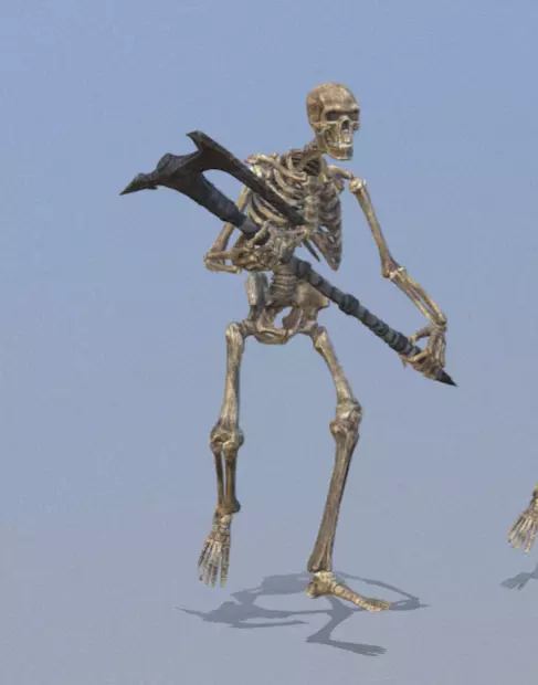 Skeleton AXE Warrior fast forward Fbx PBr Low-poly 3D model