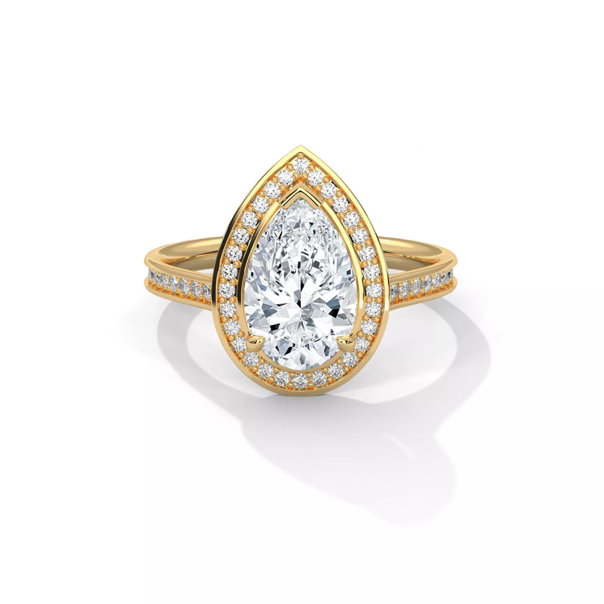 Pear Cut CZ Halo Ring 3D print model