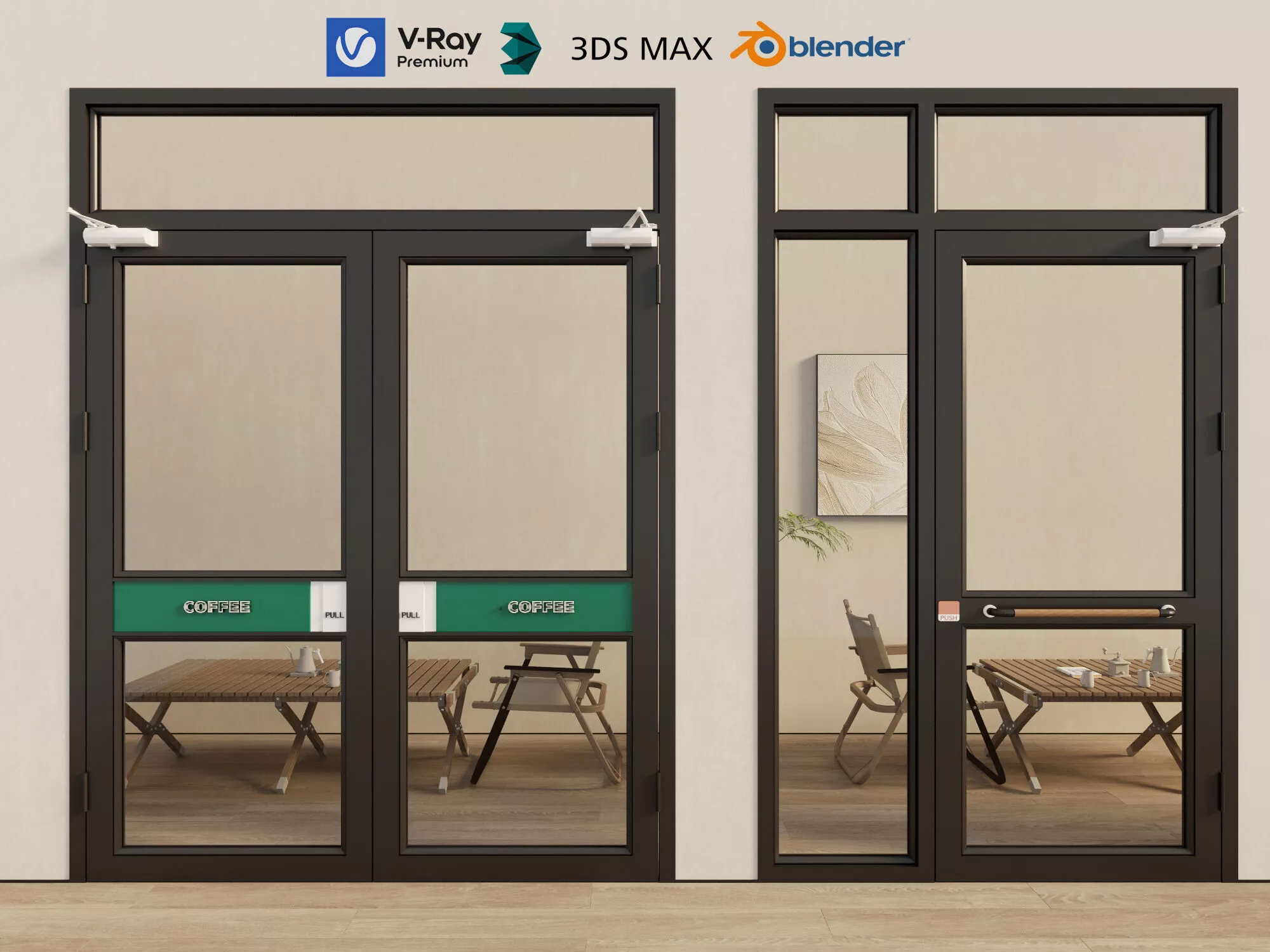 store glass door Low-poly 3D model