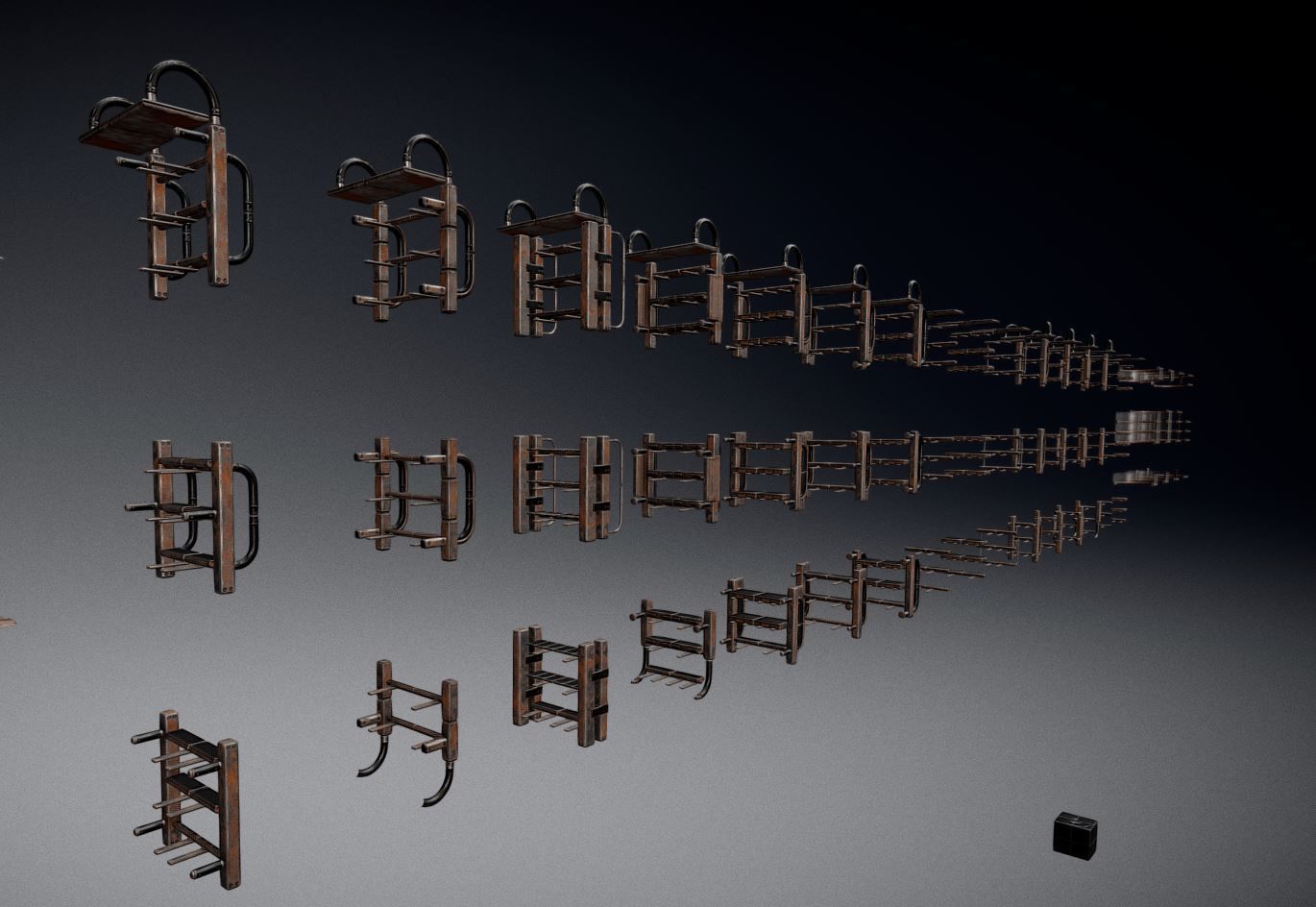 Sci-Fi Ladder Collection Rusty Version Low-poly 3D model_102