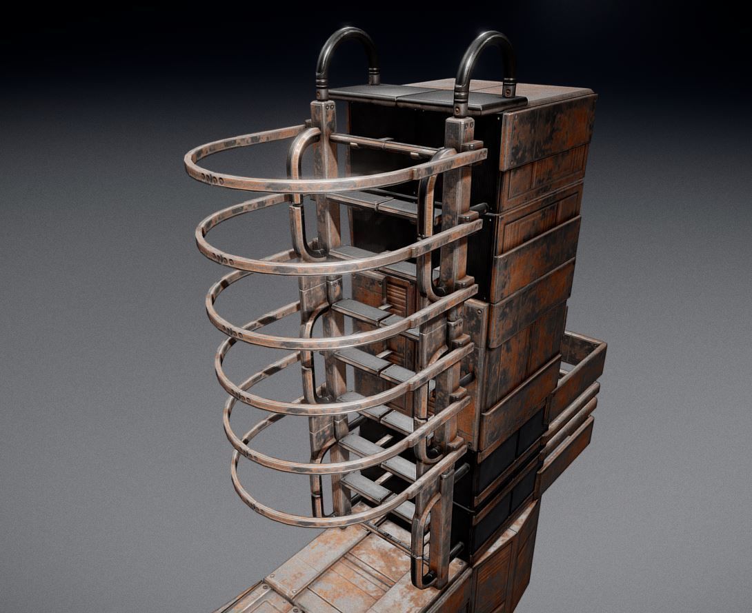 Sci-Fi Ladder Collection Rusty Version Low-poly 3D model_9
