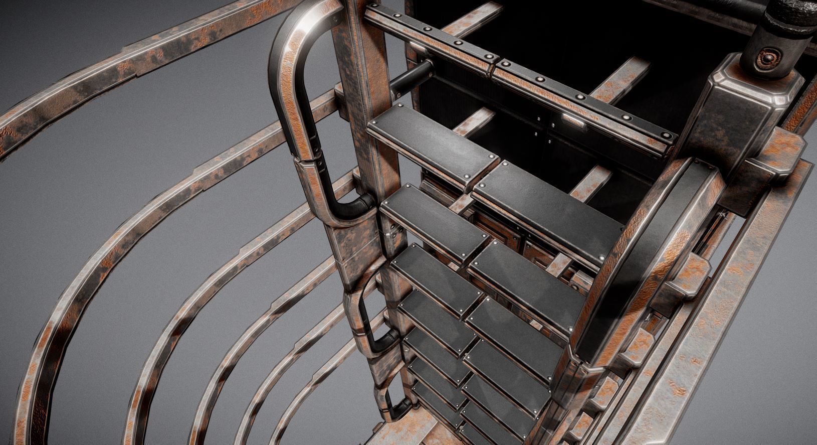Sci-Fi Ladder Collection Rusty Version Low-poly 3D model_7