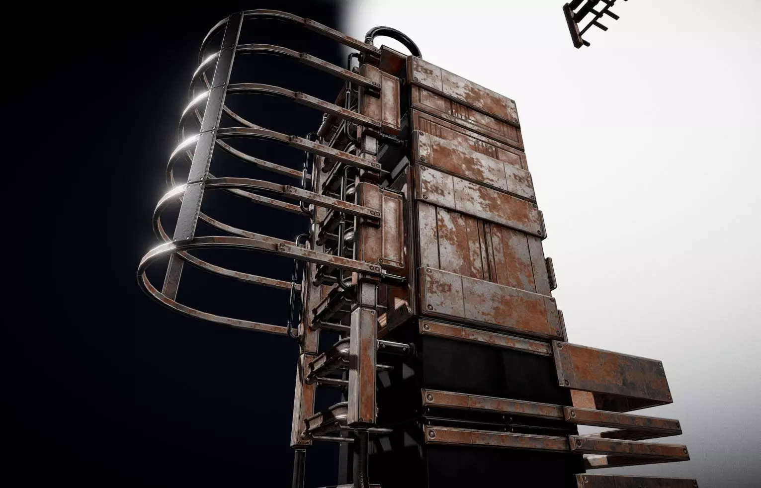 Sci-Fi Ladder Collection Rusty Version Low-poly 3D model_0