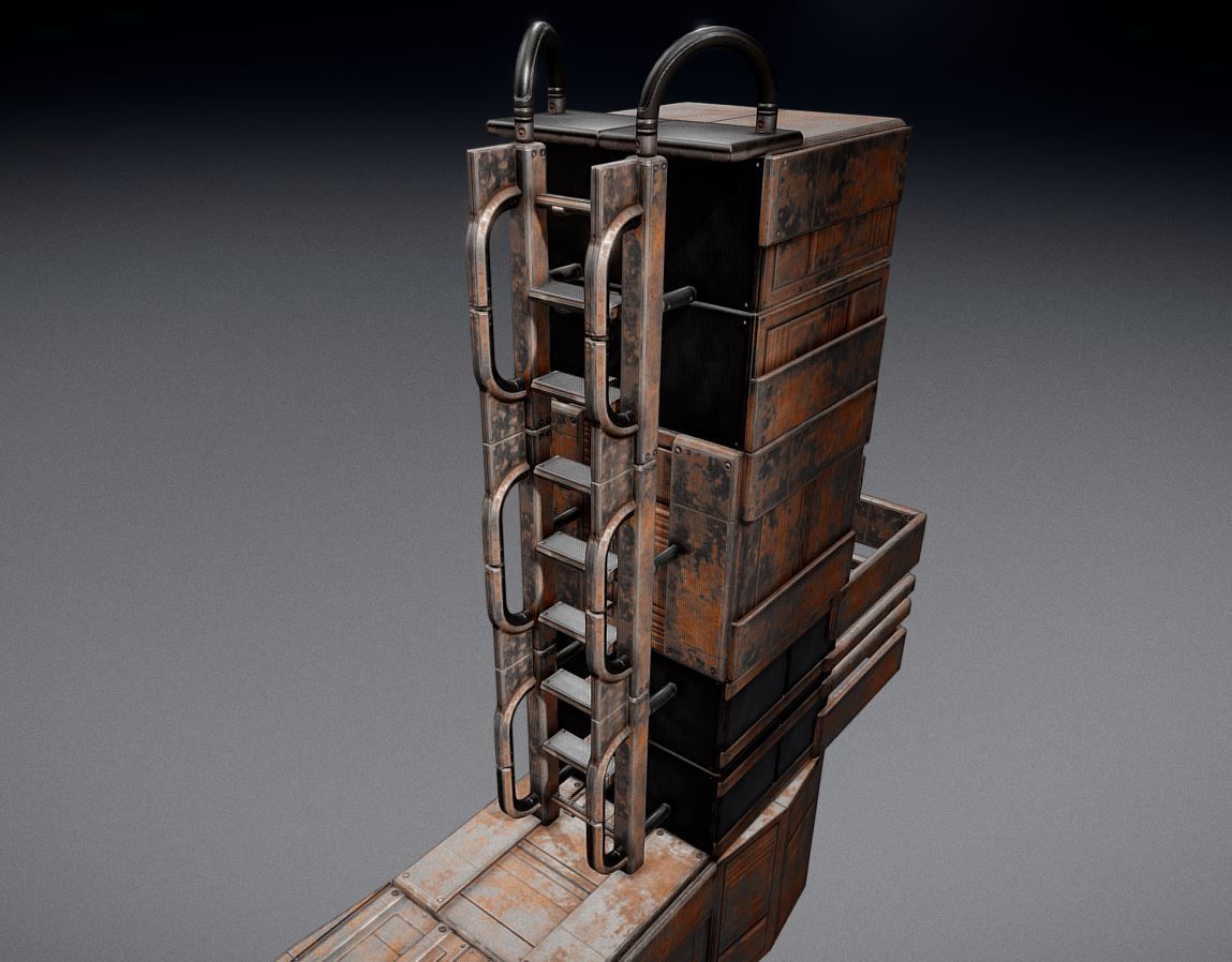 Sci-Fi Ladder Collection Rusty Version Low-poly 3D model_24