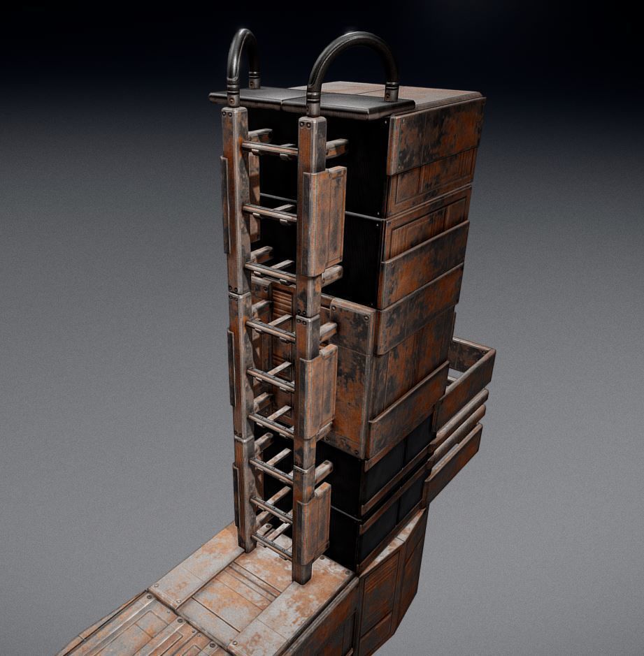Sci-Fi Ladder Collection Rusty Version Low-poly 3D model_8