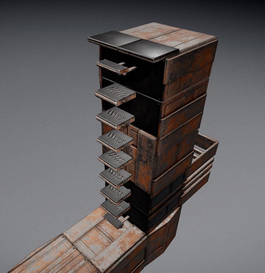 Sci-Fi Ladder Collection Rusty Version Low-poly 3D model_12