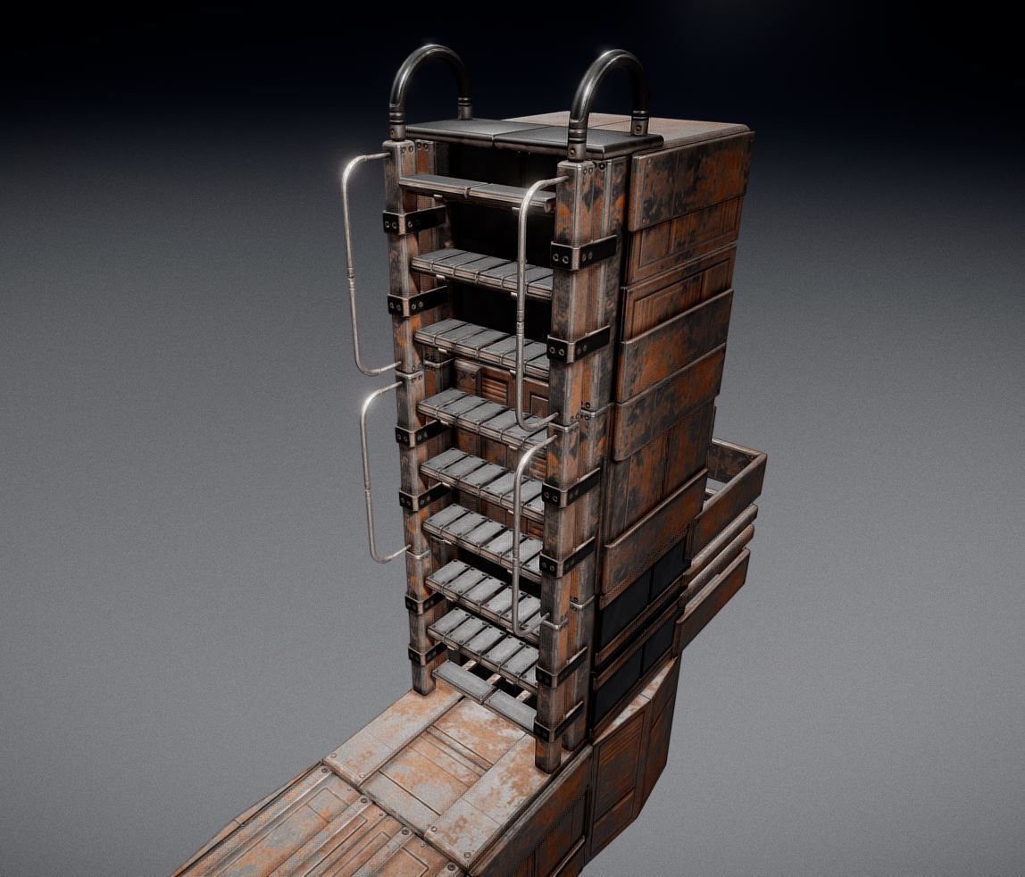 Sci-Fi Ladder Collection Rusty Version Low-poly 3D model_20